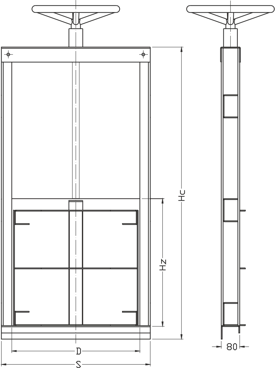 Dimensiuni de executie vana stavilar montata pe canal JAFAR 2802