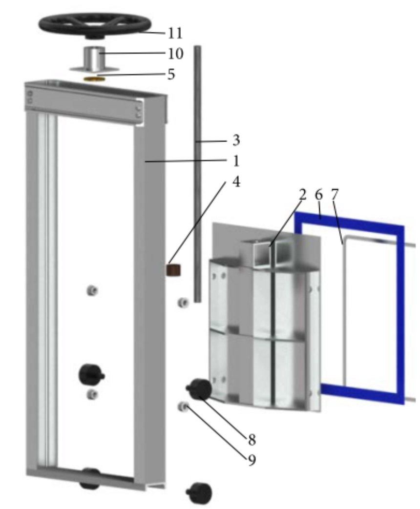 Elemente componente vana stavilar montata pe canal Jafar